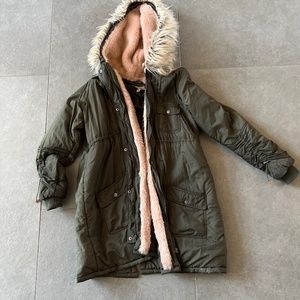 Jessica Simpson Faux Fur Maternity Coat - Green